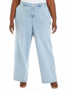 Plus Size DKNY Light Blue Wide Leg Jeans